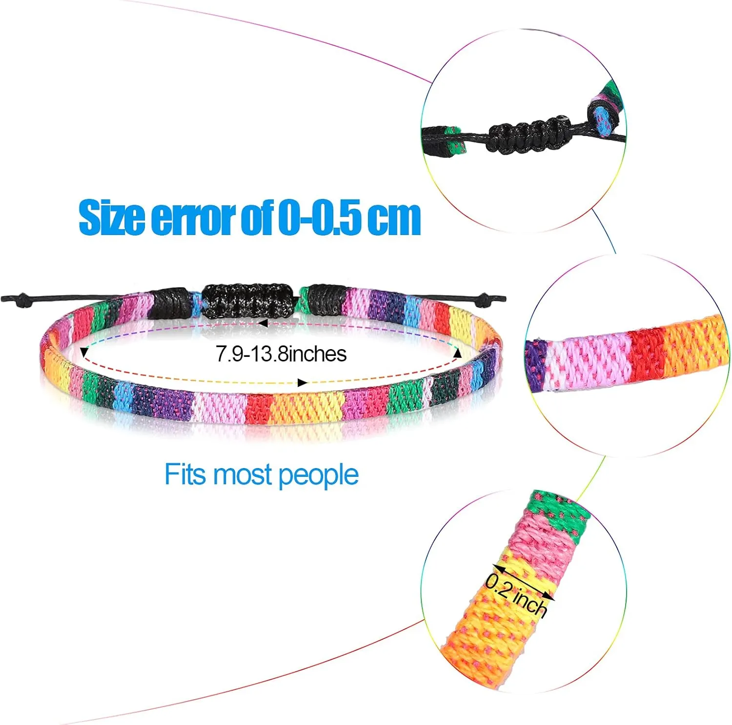 Jadive 6 Pcs Boho String Bracelets Adjustable Surfer Anklets Friendship Bracelet Summer String Rope Bangle Braided Bangle Colorful Jewelry for Women Men Birthday Gift