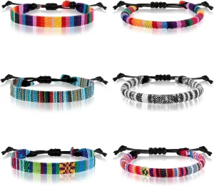 Jadive 6 Pieces Bohemia Surfer Bracelet Woven Bracelets Ankle Bracelet Adjustable Braided Bangle for Women Christmas Gift