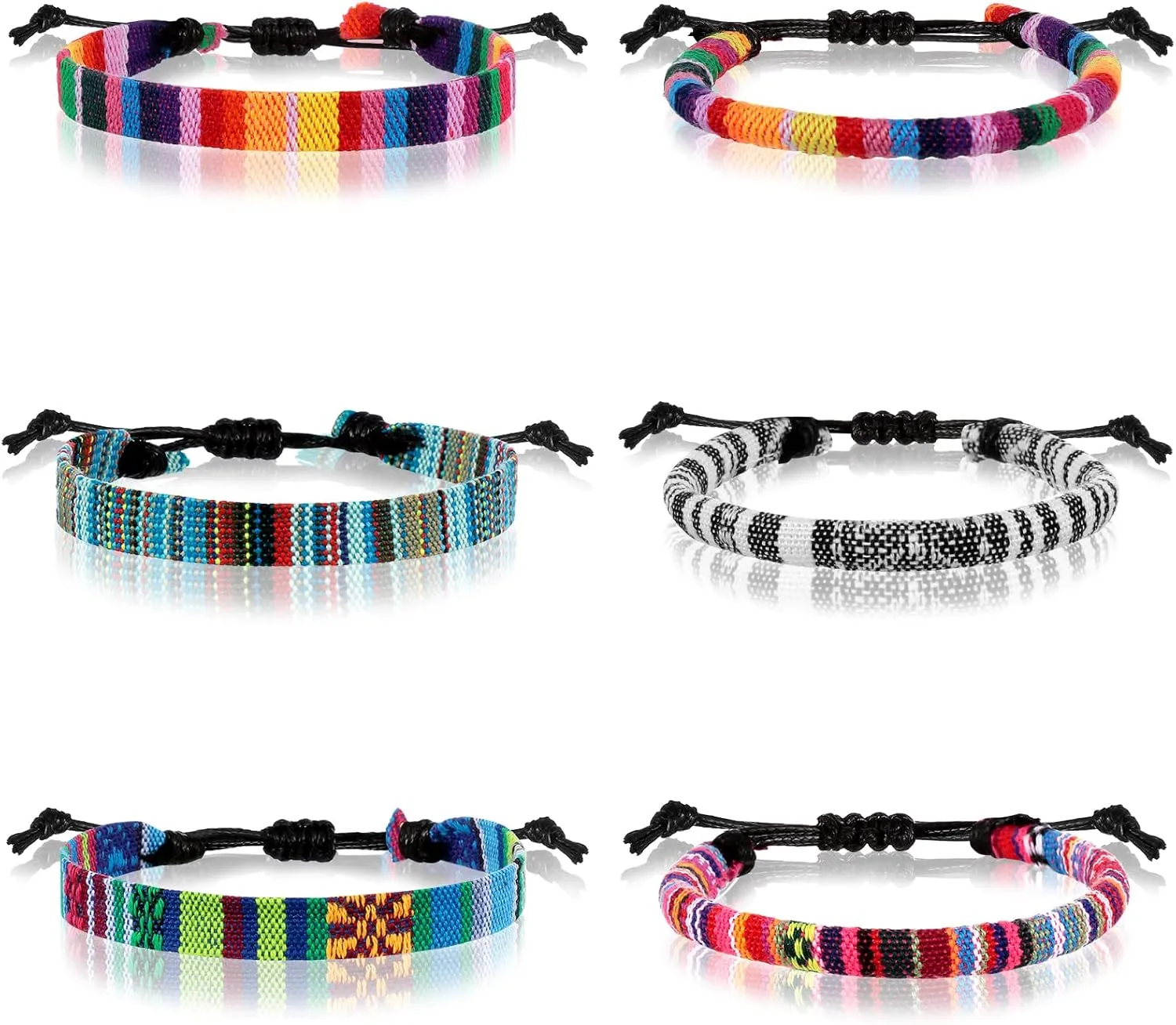 Jadive 6 Pieces Bohemia Surfer Bracelet Woven Bracelets Ankle Bracelet Adjustable Braided Bangle for Women Christmas Gift