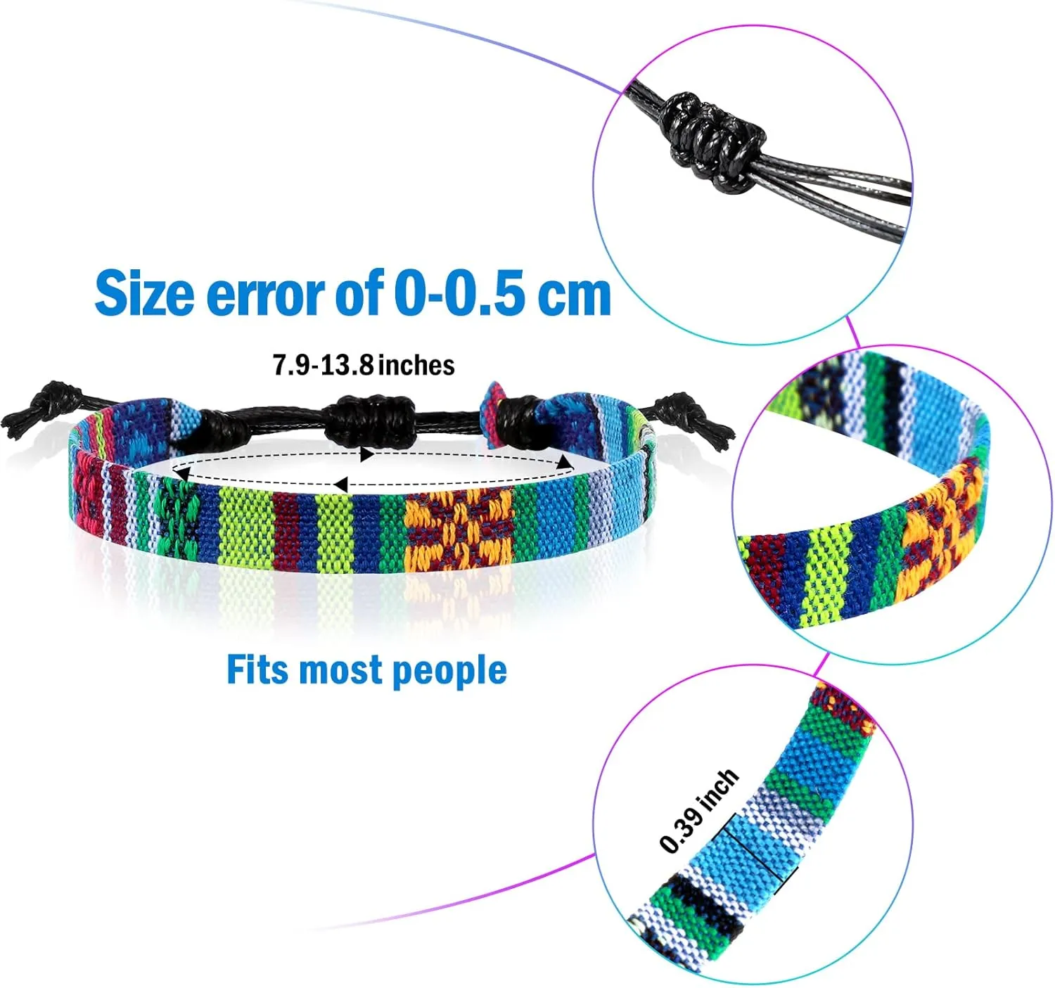 Jadive 6 Pieces Bohemia Surfer Bracelet Woven Bracelets Ankle Bracelet Adjustable Braided Bangle for Women Christmas Gift