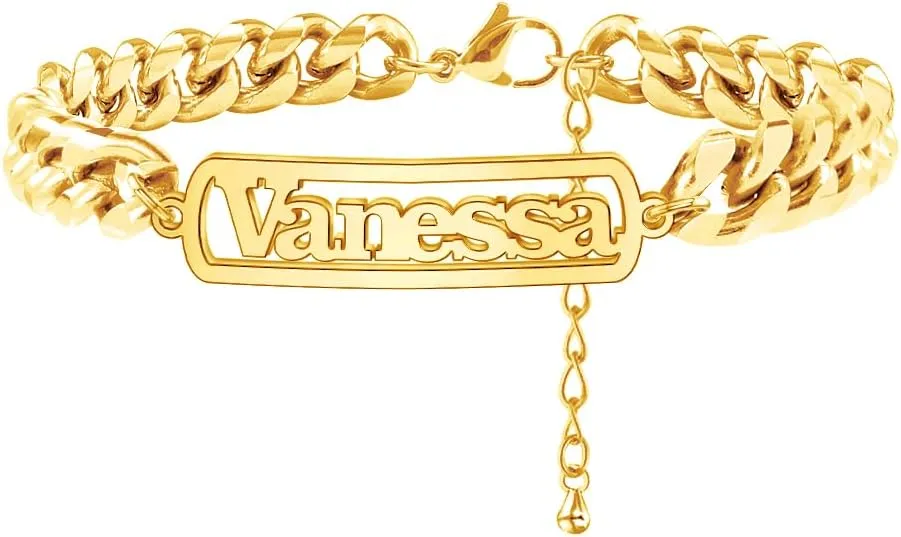 Jecivila Personalized Cuban Link Anklets for Women 18K Gold Plate Name Anklet with Initials Customized Ankle Bracelets for Women Girls 8.7-10.7