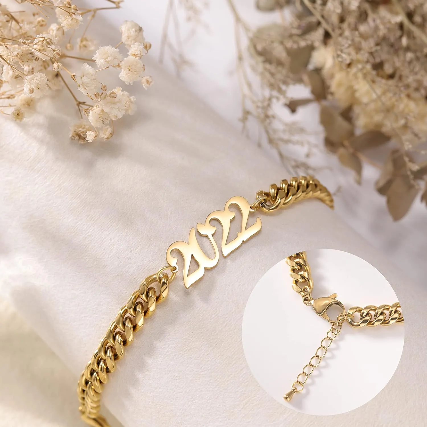 Jecivila Personalized Cuban Link Anklets for Women 18K Gold Plate Name Anklet with Initials Customized Ankle Bracelets for Women Girls 8.7??-10.7??