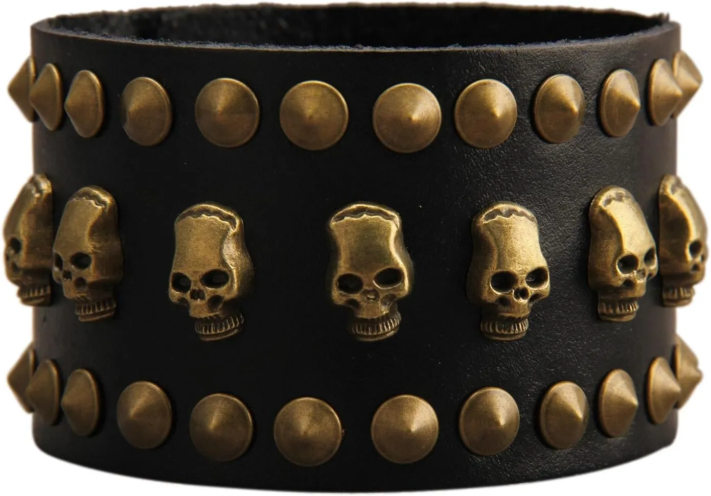 Jeilwiy Leather Cuff Bracelet for Men Wide Leather Wristband Skull Spiked Leather Bracelets Punk Studded Bracelets