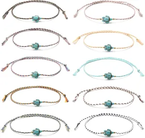 Jeka Waterproof Sea Turtle Anklets for Women Men Rope Friendship Handmade Adjustable Boho Beach Jewelry Gifts