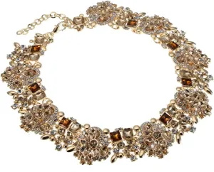 Jerollin Crystal Rhinestone/Pearl Statement Chain Necklace, Vintage Choker Bib Pendant Necklace Bohemian Bling Tassel Collar Statement Necklace for Evening Party