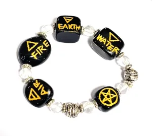 Jet Beautiful Black Jasper 5 Elements Stretch Crystal Bracelet Gemstone Semiprecious Natural Genuine Healing Energy Metaphysical