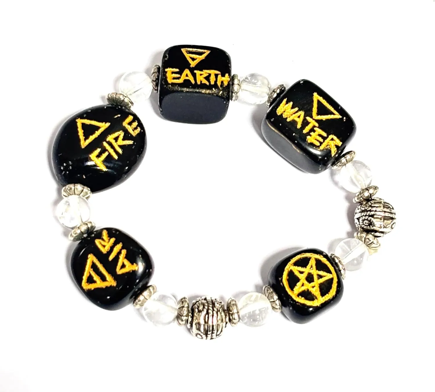 Jet Beautiful Black Jasper 5 Elements Stretch Crystal Bracelet Gemstone Semiprecious Natural Genuine Healing Energy Metaphysical