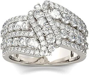 Jeulia Intertwined Crossover Rings for Women Crossover Wedding Band Sterling Silver Statement Rings Round Cut Engagement Ring Anniversary Promise Birthday Festival Gift with Jewelry Gift Box