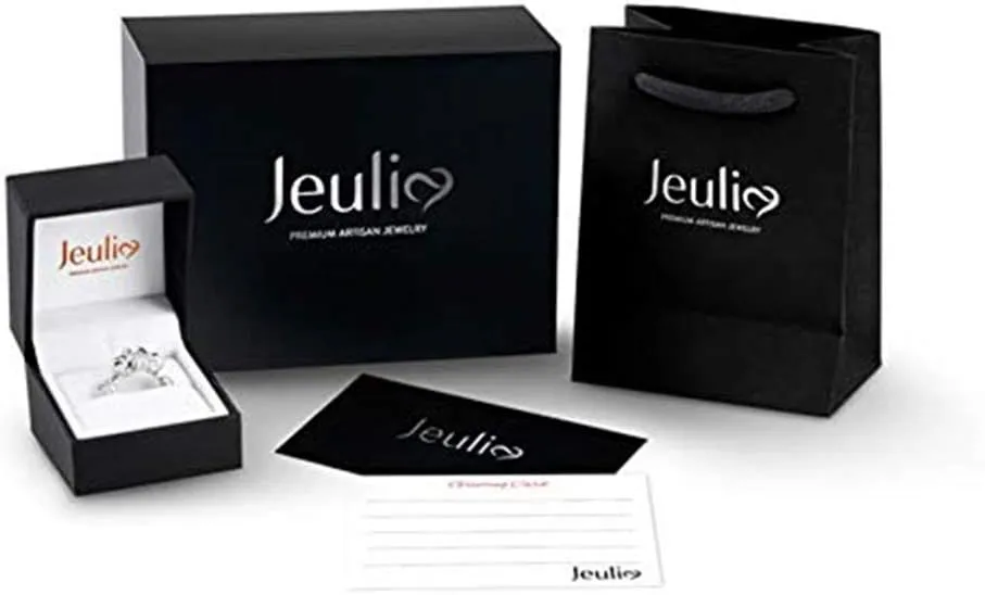 Jeulia Intertwined Crossover Rings for Women Crossover Wedding Band Sterling Silver Statement Rings Round Cut Engagement Ring Anniversary Promise Birthday Festival Gift with Jewelry Gift Box