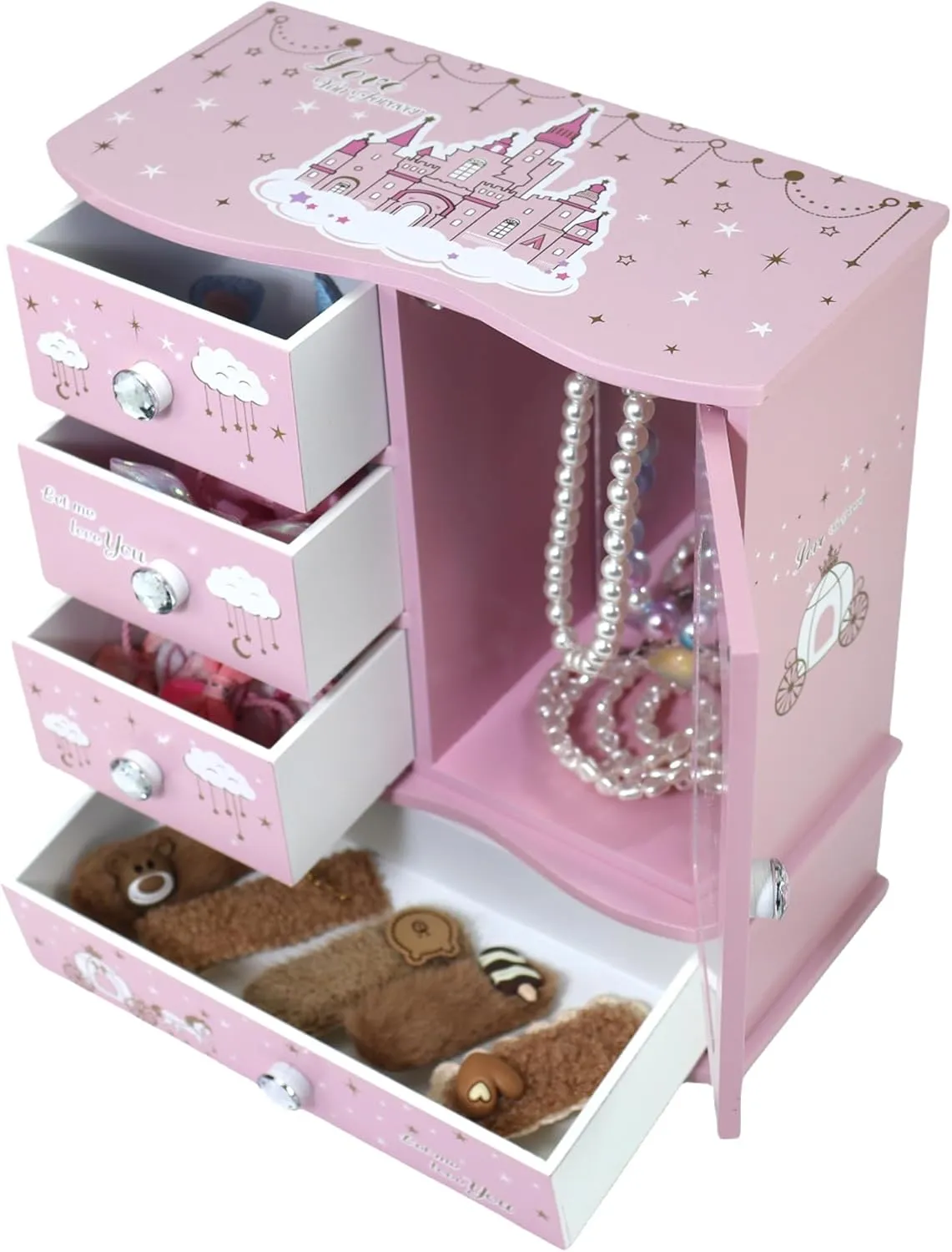 jewelry box for girls Pink Princess Castle girls jewelry box Little girl birthday christmas Gift kids jewelry box