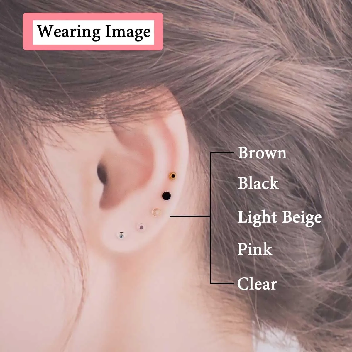 Jewelry Stud Earring for Women Tempered Glass Hypoallergenic Transparent Retainer Invisible Body Piercing for First Scecond Earrings School Workplace Office 16G Gold