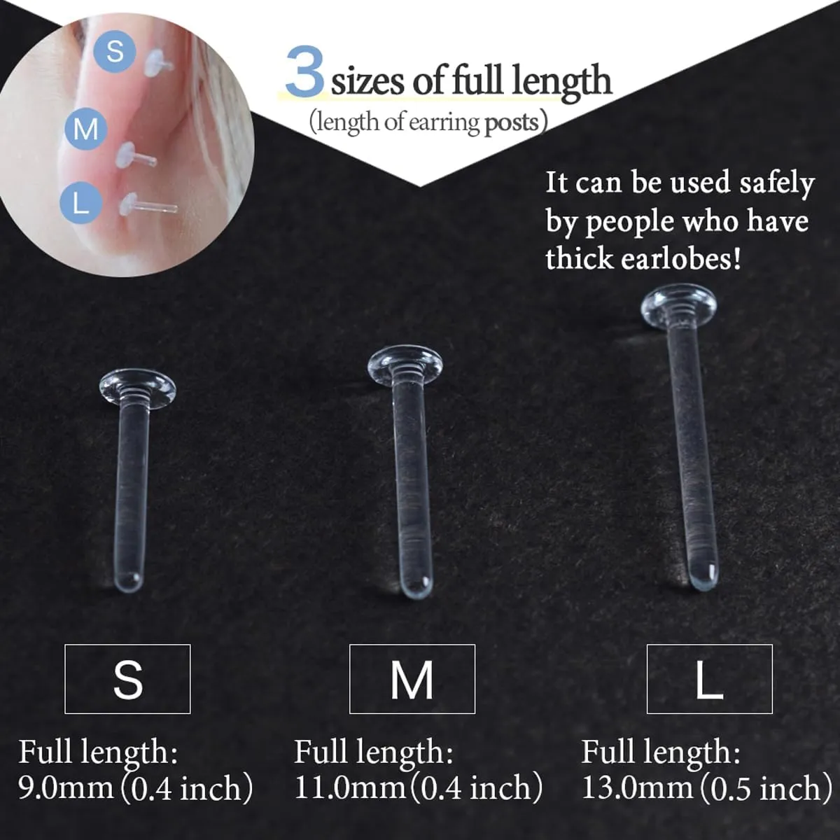 Jewelry Stud Earring for Women Tempered Glass Hypoallergenic Transparent Retainer Invisible Body Piercing for First Scecond Earrings School Workplace Office 16G Gold