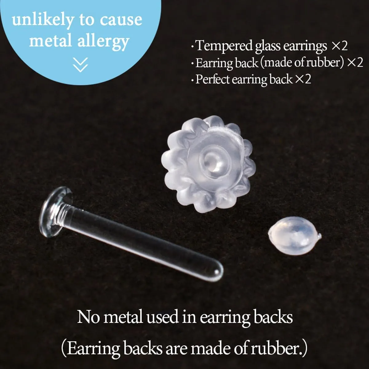 Jewelry Stud Earring for Women Tempered Glass Hypoallergenic Transparent Retainer Invisible Body Piercing for First Scecond Earrings School Workplace Office 16G Gold
