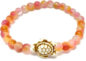 Jewelry White Soap Stone Turtle Dream Stretchy Beaded Bracelet