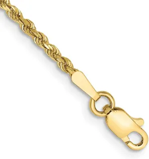JewelryWeb 10k Solid Yellow Gold 1.75mm Sparkle Cut Rope Chain Anklet 10 Inch-Anklet for Women and Men