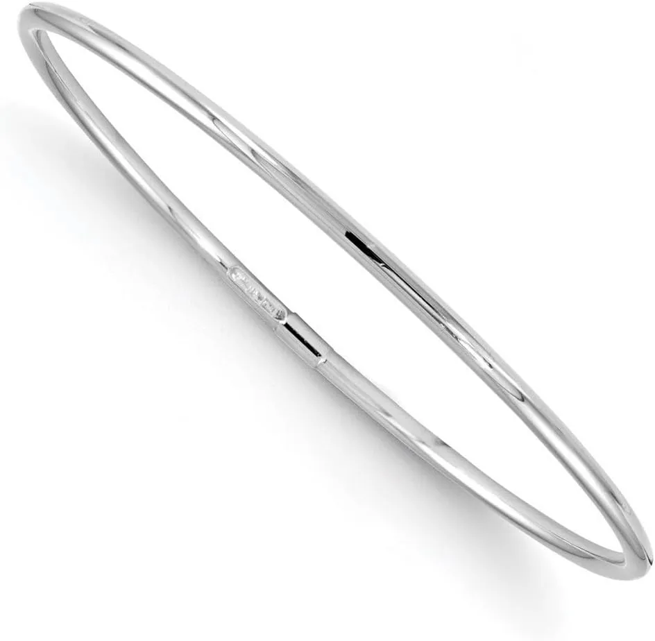 JewelryWeb 10k White Gold Slip on Polished-Slip on Bangle Bracelet 7 Inch 9.75mm Wide Cuff-Bracelet for Women