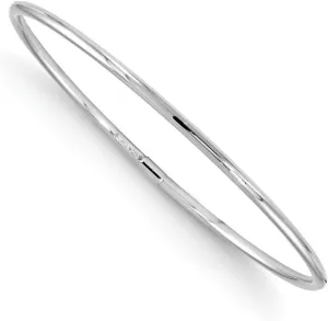 JewelryWeb 10k White Gold Slip on Polished-Slip on Bangle Bracelet 7 Inch 9.75mm Wide Cuff-Bracelet for Women