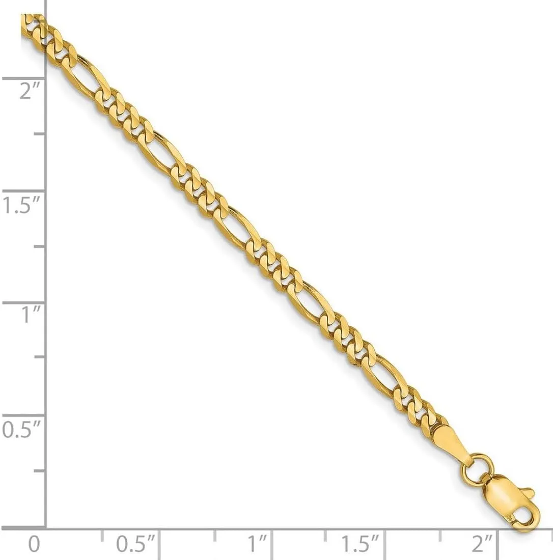 JewelryWeb 10k Yellow Gold Solid Polished Lobster Claw Closure 3.0mm Figaro Chain Ankle Bracelet Anklet for Women and Men