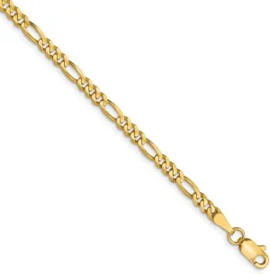 JewelryWeb 10k Yellow Gold Solid Polished Lobster Claw Closure 3.0mm Figaro Chain Ankle Bracelet Anklet for Women and Men