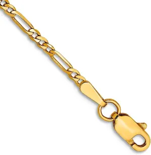 JewelryWeb 14k Gold 1.8mm Flat Figaro Chain Anklet 10 Inch-Anklet for Women and Men