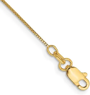 JewelryWeb 14k Gold .5mm Box With Lobster Clasp Chain Anklet 10 Inch-Anklet for Women and Men
