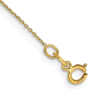 JewelryWeb 14k Gold .6mm Sparkle Cut Round Open Link Cable Chain Ankle Bracelet 10 Inch Anklet for Women and Men