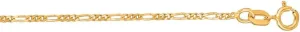 JewelryWeb 14k Yellow Gold 1.9mm Sparkle Cut Alternate Classic Figaro Chain Spring-Ring Clasp Anklet 10 Inch-Anklet for Women and Men