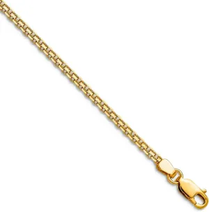 JewelryWeb 14k Yellow Gold 2.2mm Lightweight Flat Bismark Chain Anklet 10 Inch-Anklet for Women and Men