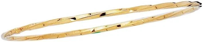 JewelryWeb 14k Yellow Gold 2.5mm Shiny Twisted Round Tube Stackable Bangle-Bangle Bracelet for Women