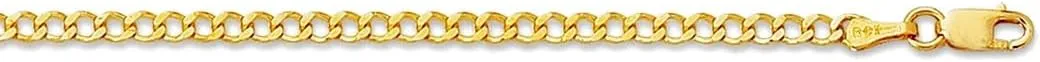 JewelryWeb 14k Yellow Gold 2.60mm Shiny Curb Type Chain Anklet With Lobster Clasp 10 Inch-Anklet for Women and Men