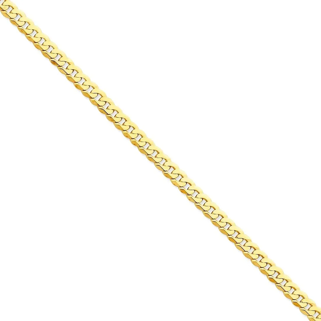 JewelryWeb 14k Yellow Gold 4.6mm Solid Polished Flat Curb Chain Anklet 9 Inch Lobster Claw-Anklet for Women and Men