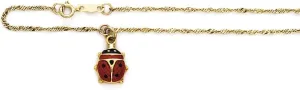 JewelryWeb 14k Yellow Gold Enameled Ladybug Anklet 10 Inch-Anklet for Women