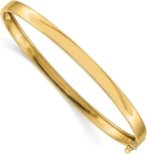 JewelryWeb 14k Yellow Gold Oval Solid Polished Safety clasp Flexible Bangle Bracelet 5mm Wide Cuff-Bracelet for Women