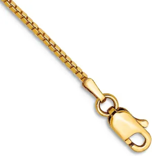 JewelryWeb 14k Yellow Gold Polished 1.0mm Box Chain Anklet 9 Inch Lobster Claw-Anklet for Women and Men