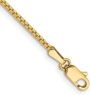 JewelryWeb 14k Yellow Gold Polished 1.25mm Box Chain Anklet 9 Inch Lobster Claw-Anklet for Women and Men