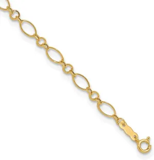 JewelryWeb 14k Yellow Gold Polished Spring-Ring With 1inch Ext Anklet 4mm Wide-Anklet for Women