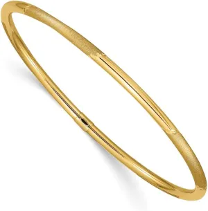 JewelryWeb 14k Yellow Gold Slip on Hollow tube 3mm Polished and Satin Finish Bangle Bracelet Cuff-Bracelet for Women