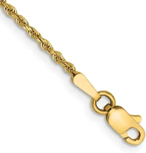 JewelryWeb 14k Yellow Gold Solid 1.75mm D Cut Rope Lobster Clasp Chain Anklet-Lobster Claw-Anklet for Women and Men