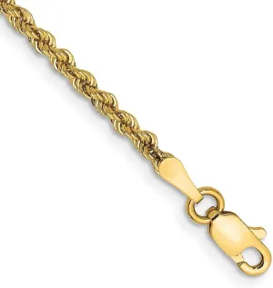 JewelryWeb 14k Yellow Gold Solid 2.25mm Handmade Regular Rope Chain Bracelet Lobster Claw Link-Bracelet for Women and Men