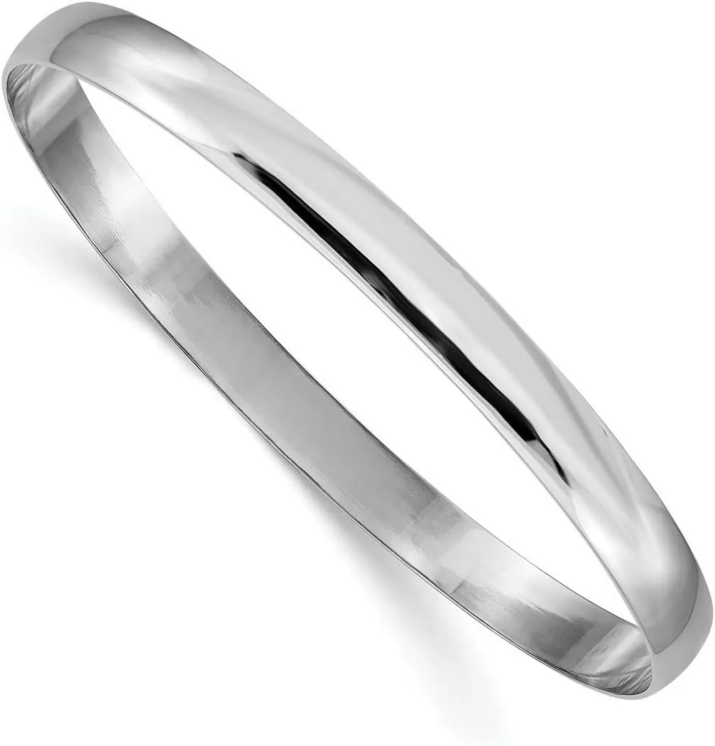 JewelryWeb 14k Yellow Gold Solid Half Round Slip On Bangle Bracelet Cuff-Bracelet for Women in