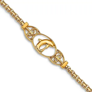 JewelryWeb 14k Yellow Gold Solid Lobster Claw Closure Polished Dolphin Anklet-Anklet for Women