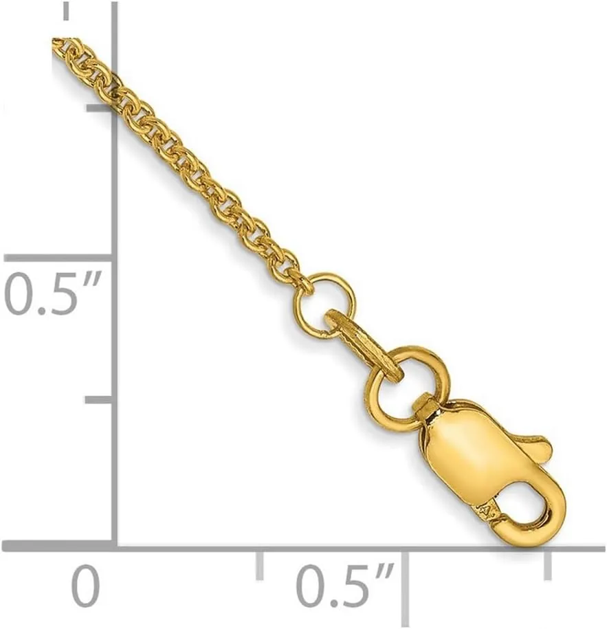 JewelryWeb 14k Yellow Gold Solid Polished 1.5mm Cable Chain Anklet Lobster Claw-Anklet for Women and Men