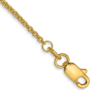 JewelryWeb 14k Yellow Gold Solid Polished 1.5mm Cable Chain Anklet Lobster Claw-Anklet for Women and Men