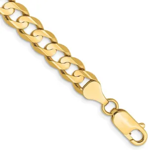 JewelryWeb 14k Yellow Gold Solid Polished 6.75mm Open Concave Curb Chain Anklet 9 Inch Lobster Claw-Anklet for Women and Men