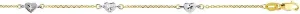 JewelryWeb 14k Yellow White Gold Shiny Sparkle Cut Cable Chain White Love Heart Fancy Anklet Lobster Clasp 10 Inch-Anklet for Women and Men