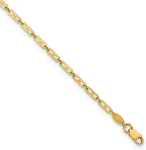 JewelryWeb 2.2mm 14k Solid Yellow Gold Polished Elongated Nautical Ship Mariner Anchor Link Plus 1in Extension Anklet 9 Inch-Anklet for Women