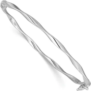 JewelryWeb 2.5mm 925 Sterling Silver Rhodium Plated Polished Twisted Hinged Bangle Bracelet Cuff-Bracelet for Women