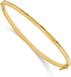 JewelryWeb 3mm 14k Yellow Gold Polished Hinged Bangle Bracelet Cuff-Bracelet for Women