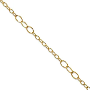 JewelryWeb 5.5mm 14k Solid Yellow Gold Polished Fancy Oval Link Plus 1in Extension Anklet 9 Inch-Anklet for Women