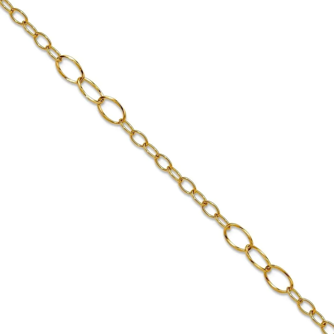 JewelryWeb 5.5mm 14k Solid Yellow Gold Polished Fancy Oval Link Plus 1in Extension Anklet 9 Inch-Anklet for Women